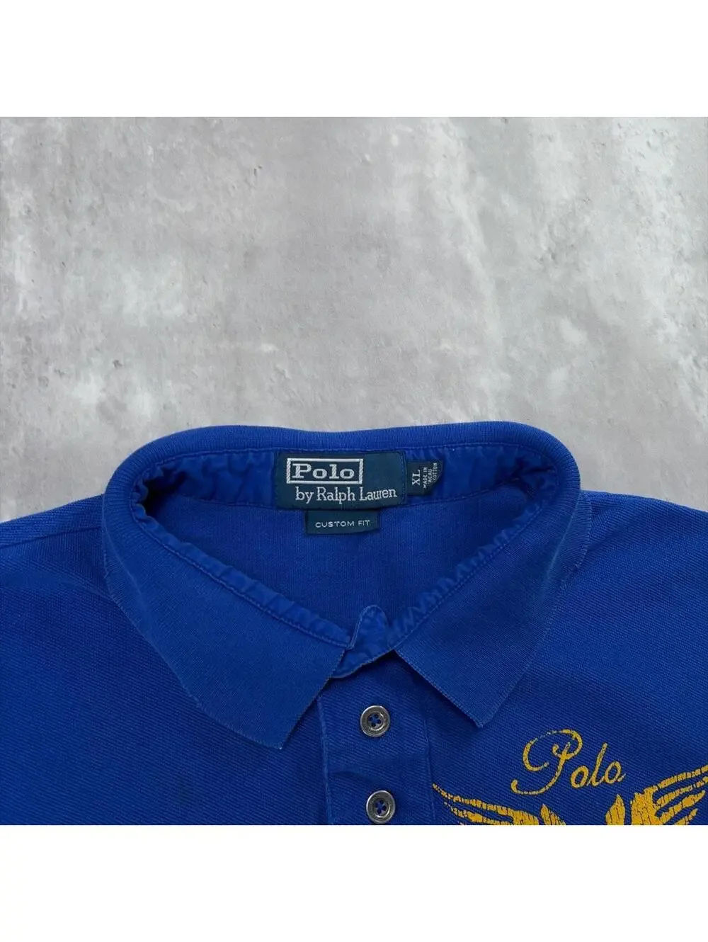 Vintage 90’s Blue Polo Ralph Lauren Grunge Distressed Rugby Polo Shirt